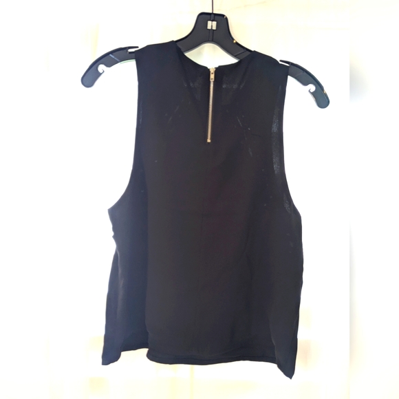 Lush Little Black Top with Sexy Metal and Tie Design, silky and sheer, Medium - Picture 2 of 3